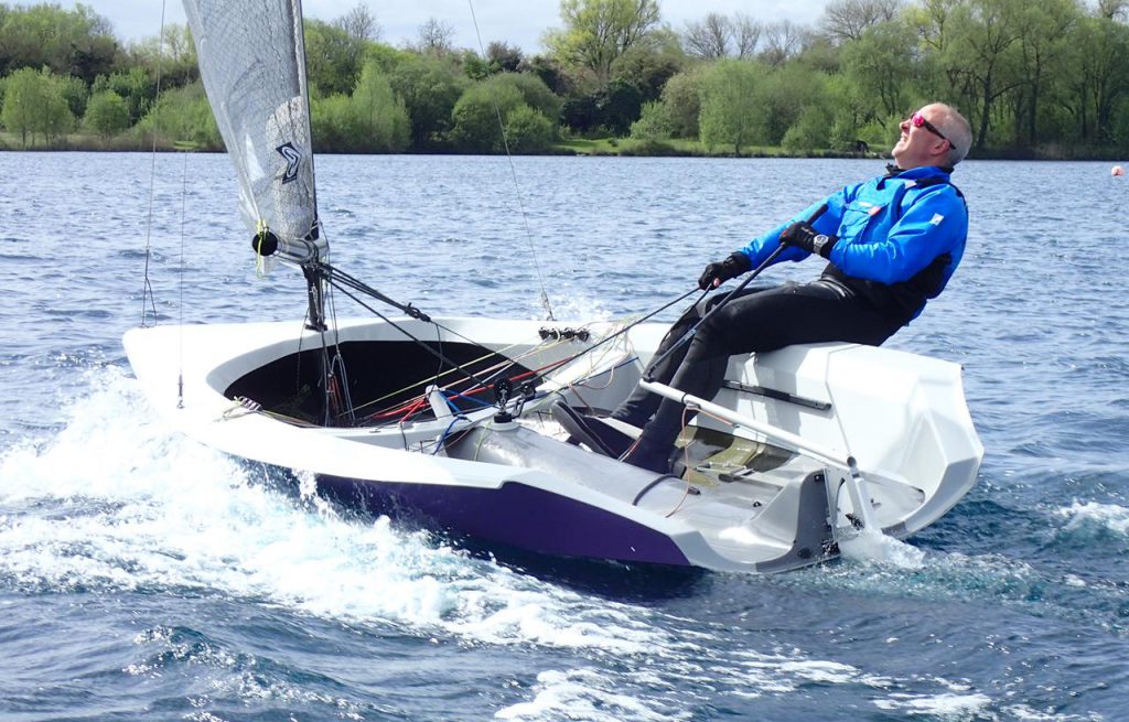 Richard Leftley sails the Hadron H2 at South Cerney SC. Photo copyright Dave Whittle.